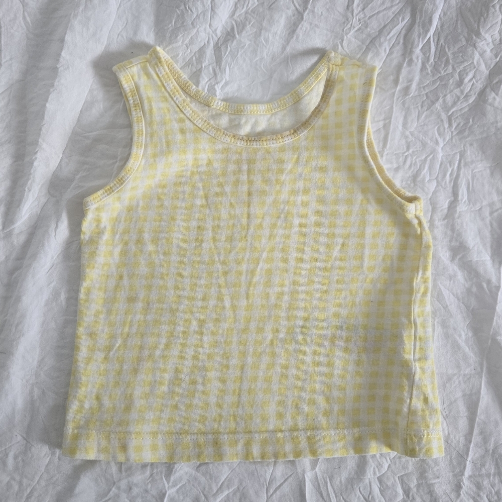 Yellow Gingham Kids Tank Top